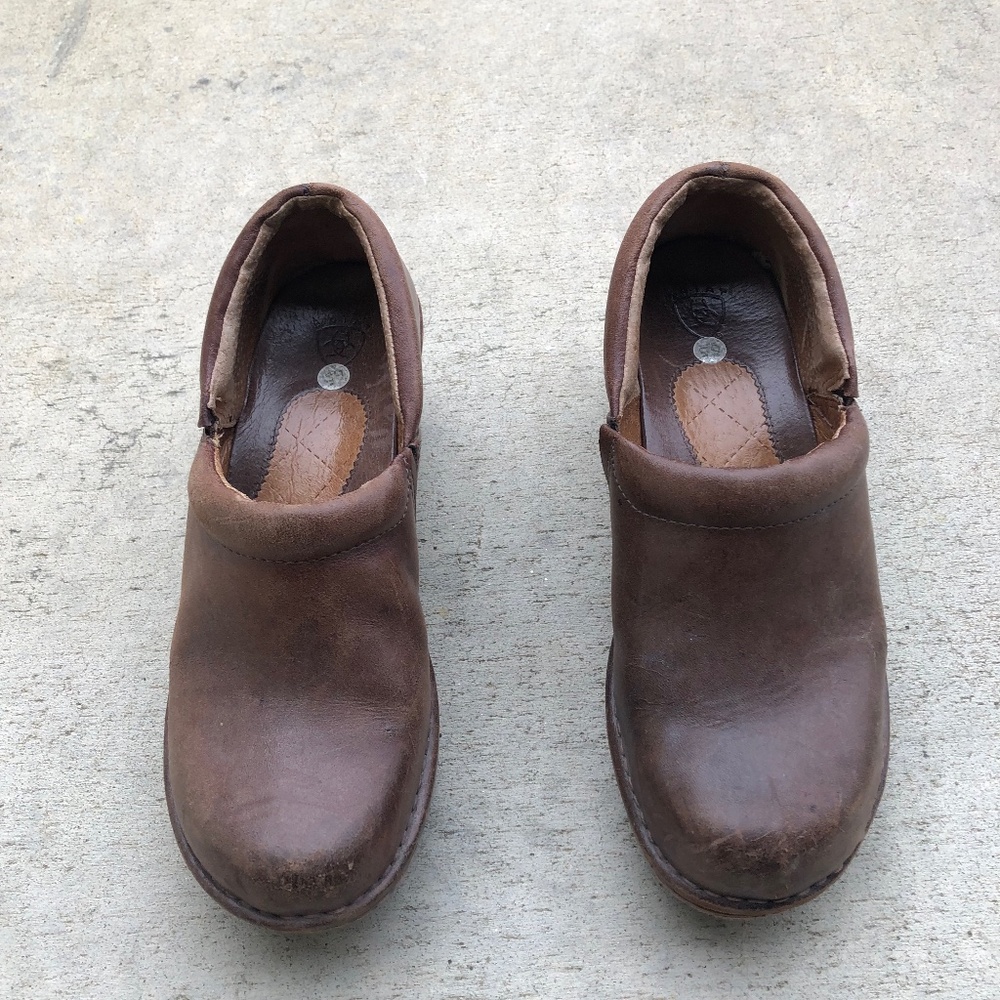 Ariat Womens Clog Shoes Size 6.5 Brown Leather